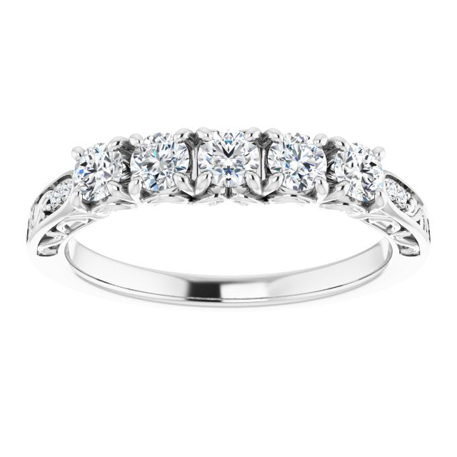 0.50 ct. Round Cut Diamond Wedding Band Vintage Inspired Anniversary Ring-VIRABYANI
